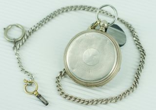 Antique Pocket Watch with chain and key - Solid Silver case 4