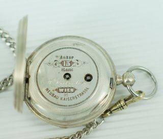 Antique Pocket Watch with chain and key - Solid Silver case 6