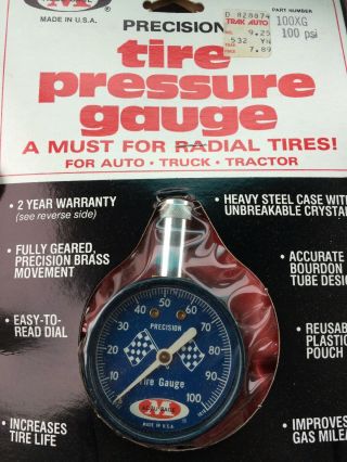 Car Tire Pressure Gauge Accu Gage Blue Hot Rod Checkered Flag 100 Psi Vintage