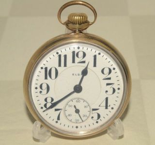1919 Antique Elgin " Father Time " Railroad 21j Rr Pocket Watch Runs Dial