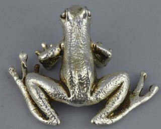 Old China Collectable Delicate Art Handwork Miao Silver Carve Jump Frog Statue