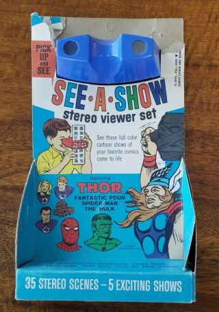 1966 Kenner See - A - Show Marvel Heroes Thor Stereo Viewer Set Vintage Toy 2