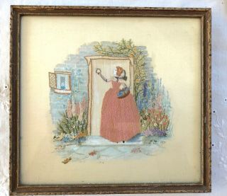 Vintage Small Embroidered Crinoline Lady Picture 2