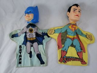 1965 Superman And 1966 Batman Hand Puppets Ideal Toy Co.