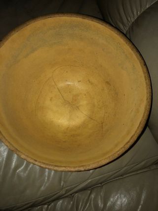 Antique Mccoy Lg Pink Blue Yellow Ware Mixing Bowl Primitive Stoneware Bowl 2