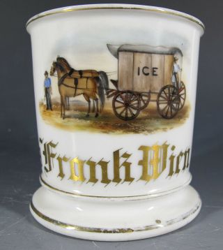 Antique Dated 1899 Occupational Shaving Mug Frank Wien Ice Delivery Man Nr Yqz