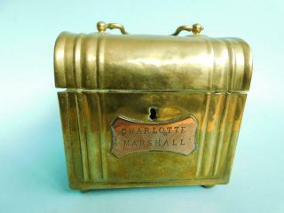 Bespoke Hand Made Brass Locking Safe Box Copper Plaque For Charlotte Marshall