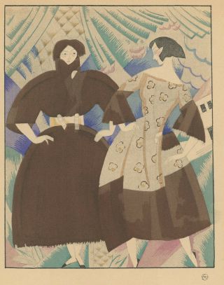 1920 Paul Poiret Fine Art Deco Pochoir Spectacular Gazette Du Bon Ton Vintage