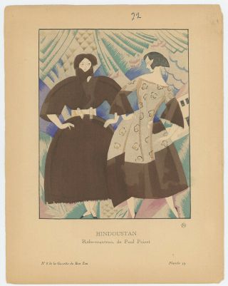 1920 Paul Poiret Fine Art Deco Pochoir Spectacular Gazette du Bon Ton Vintage 2