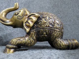Solid Brass India Elephant Bookends - Antique 2