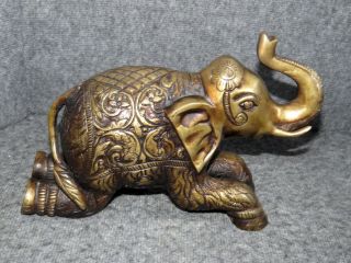 Solid Brass India Elephant Bookends - Antique 3