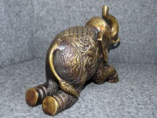 Solid Brass India Elephant Bookends - Antique 4