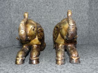 Solid Brass India Elephant Bookends - Antique 5