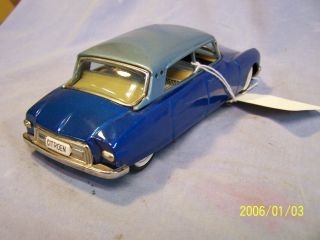 Vintage 1950s Bandai Japan Citroen DS 19 Sedan Tin Lithographed Friction Toy Car 2