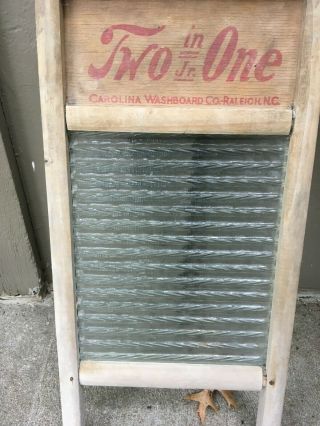 Two - In - One Jr Wood & Glass Antique Washboard,  Carolina Washboard Co.  Raleigh,