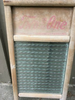 TWO - in - ONE JR Wood & Glass Antique Washboard,  Carolina Washboard Co.  Raleigh, 2
