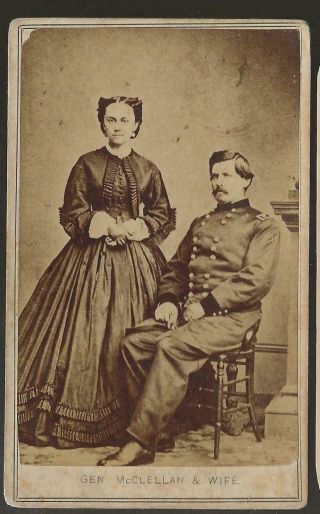 Civil War Cdv Union General George Mcclellan And Wife