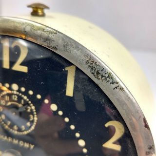 Vintage Ingraham Harmony House Eight - Day Alarm Clock Domed Glass Brass 5