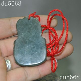 Chinese natural old jade carving Broadsword Guan gong Guan Yu god statue Pendant 4