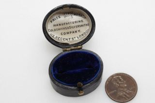 Antique English Victorian Blue Velvet Ring Box Jewelry Display C1880