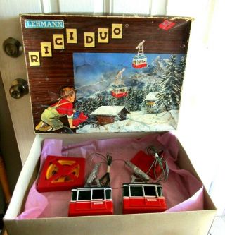 1967 Lehmann Rigi Duo Alpine Tin Gondolas Toy Western Germany But Box