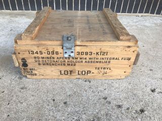 Apers Mine Crate Us Army Wooden Ammuntion Ammo Crate Wood Box Dated 1956