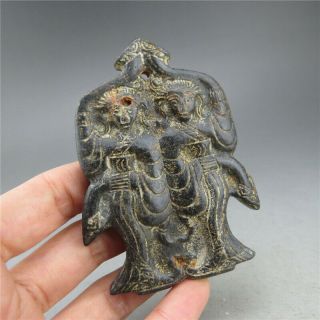 China,  Jade,  Hongshan Culture,  Hand Carving,  Natural Jade,  Dancer,  Pendant A11