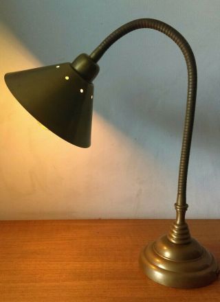 Large Vintage Mid Century Brass Laura Ashley Goose Neck Lamp