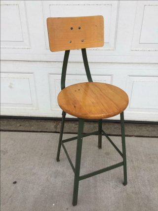 Pollard Angle Steel Factory Stool Chair Desk Vintage Industrial 1920s 30s Toledo
