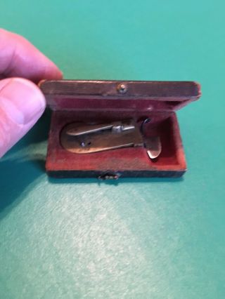 1800s Scarificator Blood Letting Tool Instrument Leather Case Antique