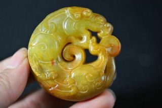 Delicate China Old Jade Hand Carved Dragon Lucky Pendant W74