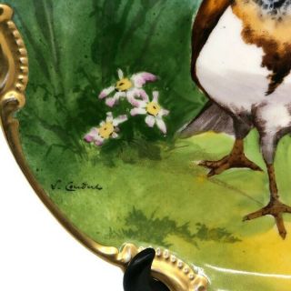 RARE Antique Borgfeldt Coronet Limoges Game Bird Plate L.  Coudert France Plaque 4