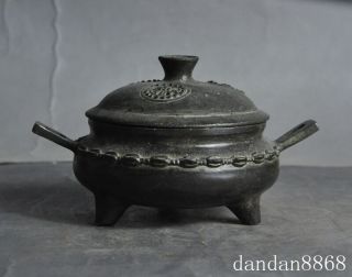 4 " Old Chinese Fengshui Bronze Eight Trigrams Lucky Statue Incense Burner Censer