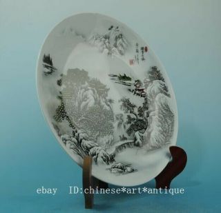 China old porcelain famille rose snowscape plate/qianlong mark 30 b02 2