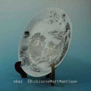 China old porcelain famille rose snowscape plate/qianlong mark 30 b02 3
