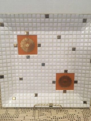 Vtg Georges Briard Mcm Ceramic Mosaic Tile Square Tray Dish Plate