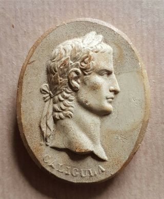 Vintage Plaster Cameo Intaglio Of Roman Emperor Caligula