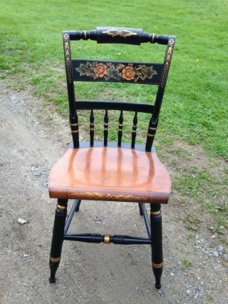 Vintage L.  Hitchcock Black Harvest Side Chair Signed