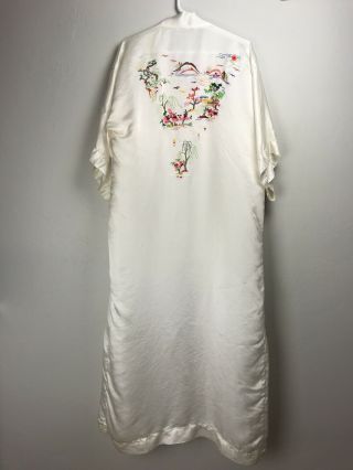 AS - IS Vintage Peacock Brand Embroidered 100 Silk Chinese Robe,  Missing Belt M 2