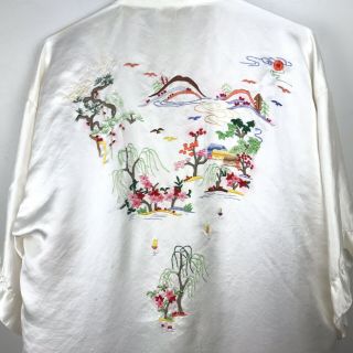 AS - IS Vintage Peacock Brand Embroidered 100 Silk Chinese Robe,  Missing Belt M 3