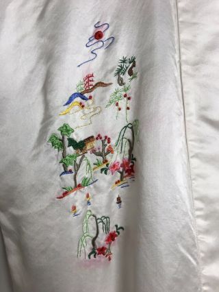 AS - IS Vintage Peacock Brand Embroidered 100 Silk Chinese Robe,  Missing Belt M 4