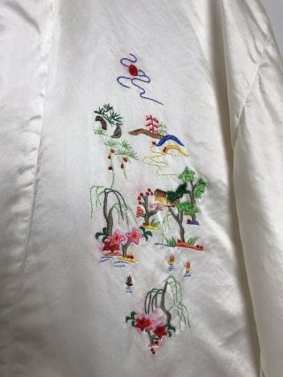 AS - IS Vintage Peacock Brand Embroidered 100 Silk Chinese Robe,  Missing Belt M 5
