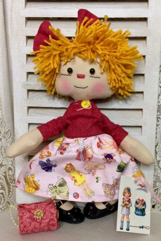 Primitive Raggedy Ann Doll Paper Dolls Shelf Sitter " Cindy "