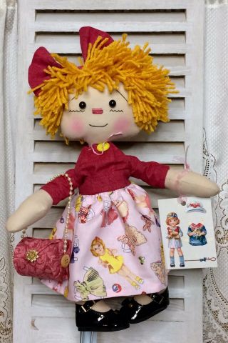 Primitive Raggedy Ann Doll Paper Dolls Shelf Sitter 