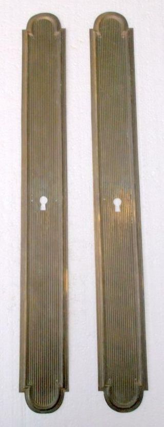 Large Vintage French Brass Door Finger Plates 52cm Long