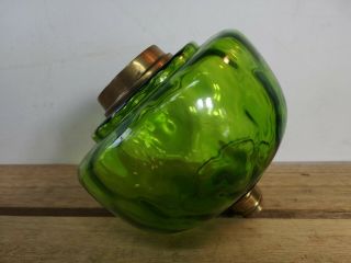 Antique Victorian Green Glass Oil Lamp Font