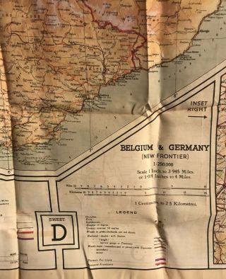 Wwii 1943 Silk Escape Map C/d - Belgium France Germany Holland - With Pouch