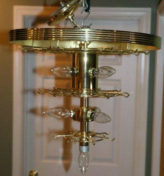 Mid Century Waterfall Chandelier Frame Lighting Parts Brass Plated 3 Tier