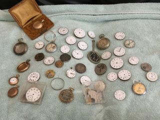 Antique Pocket Watches And Movements Over 30.  Different Brands Most Us