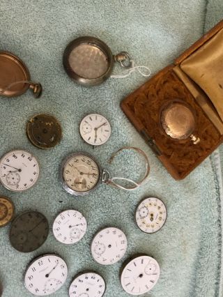 Antique Pocket Watches And Movements Over 30.  Different Brands Most US 2